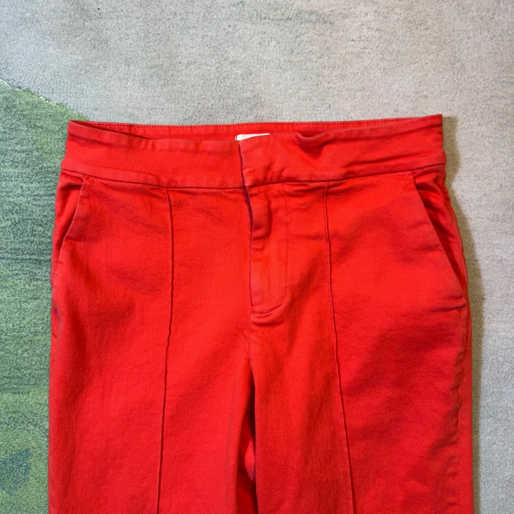 Alice + Olivia Jeans Red High Rise Wide Leg Flare Pants Front Seam Detail - Picture 10 of 14
